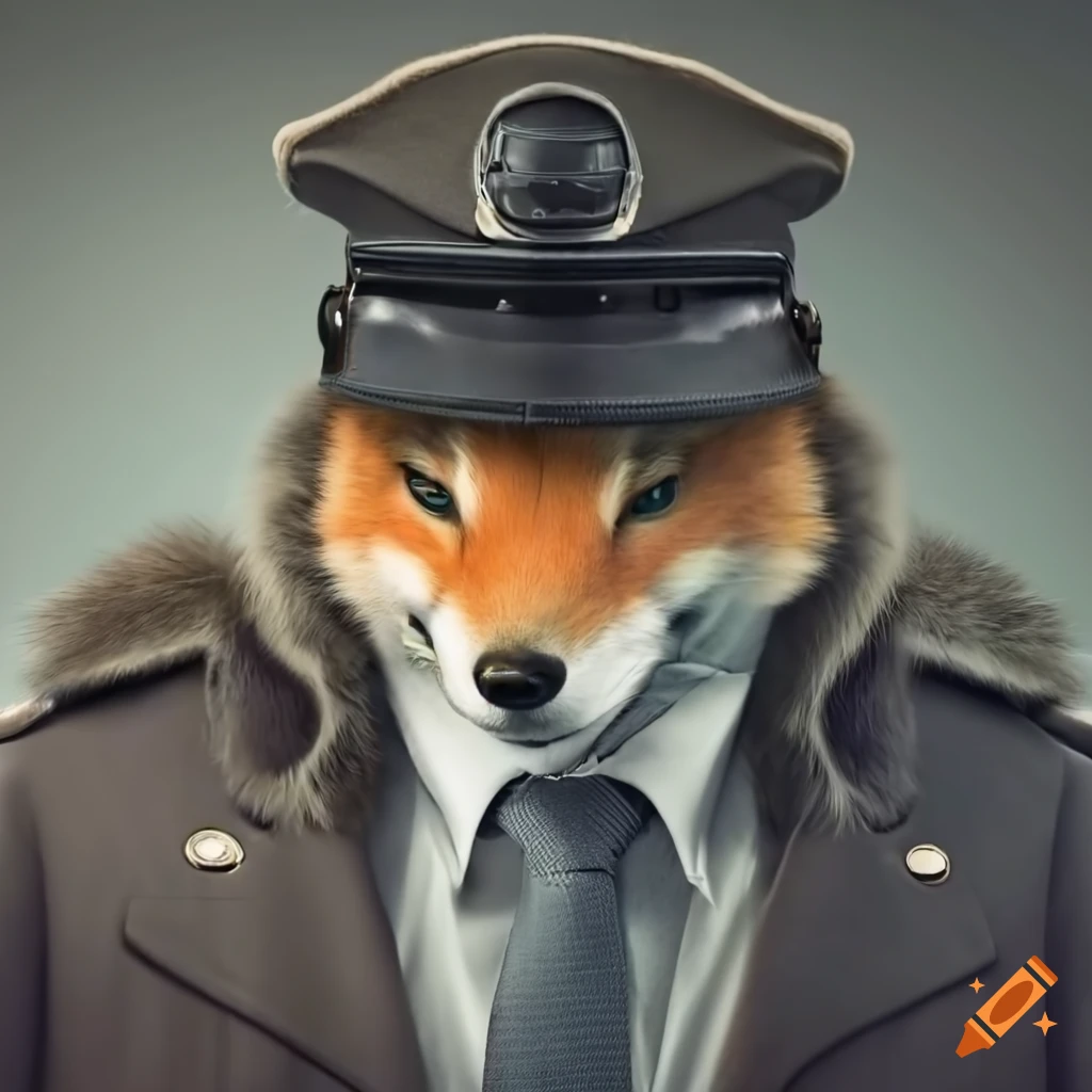 well-dressed fox security guard in uniform