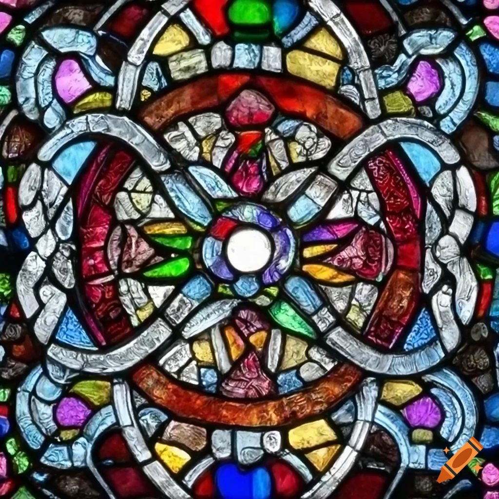 stained glass artwork with celtic designs