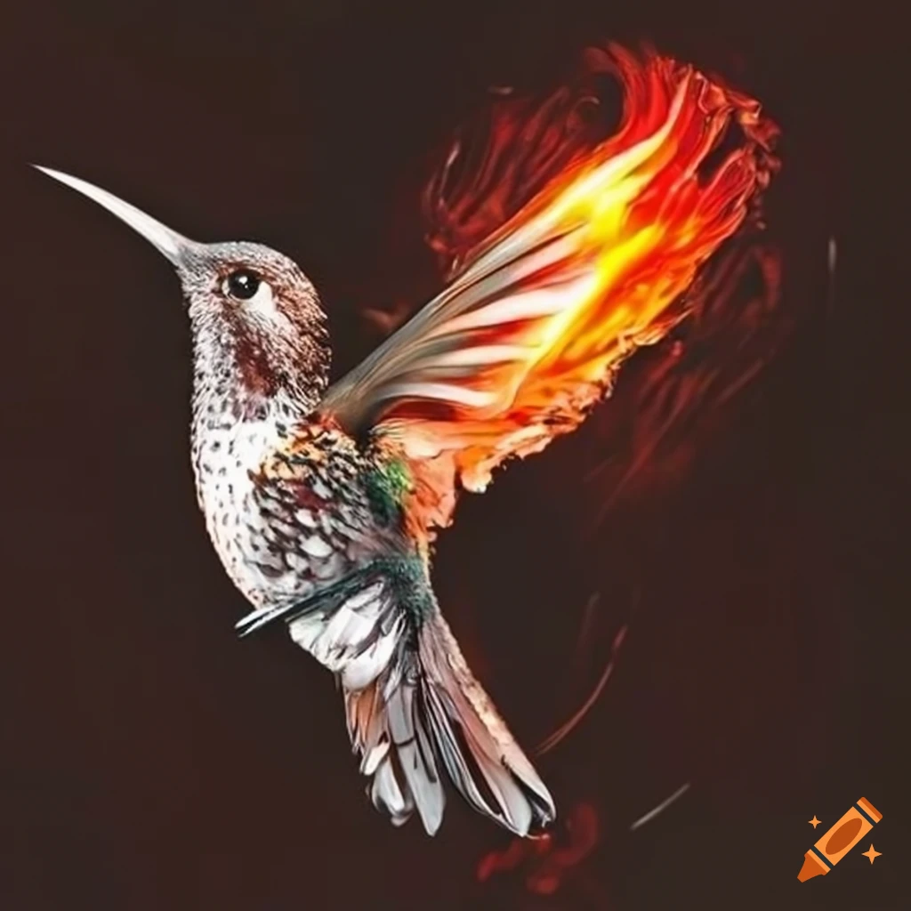 hummingbird made of fire