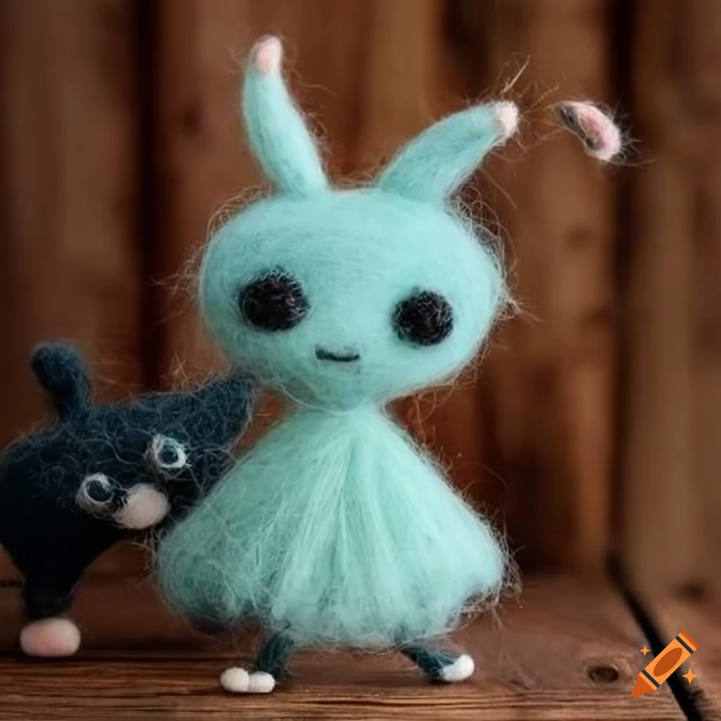 felted wool dream creatures with unique outfits