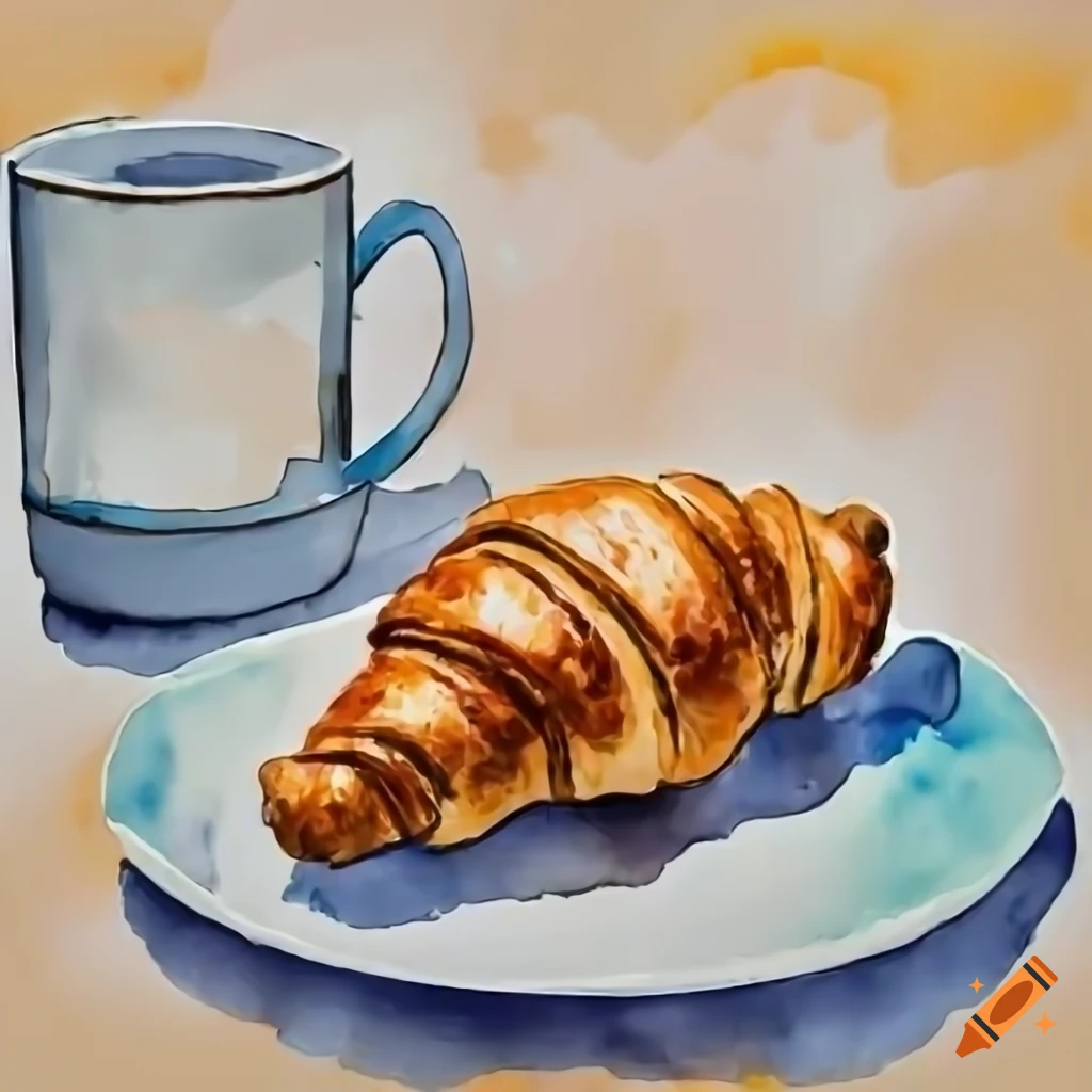 croissant and coffee cup on a plate