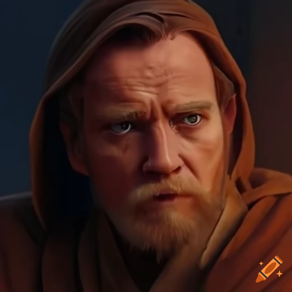 Obi-Wan defeating Jar Jar in a lightsaber duel