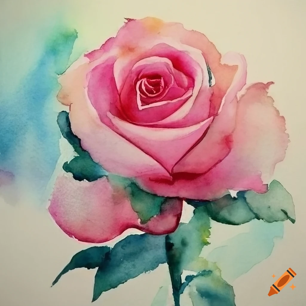 watercolor painting of pink roses