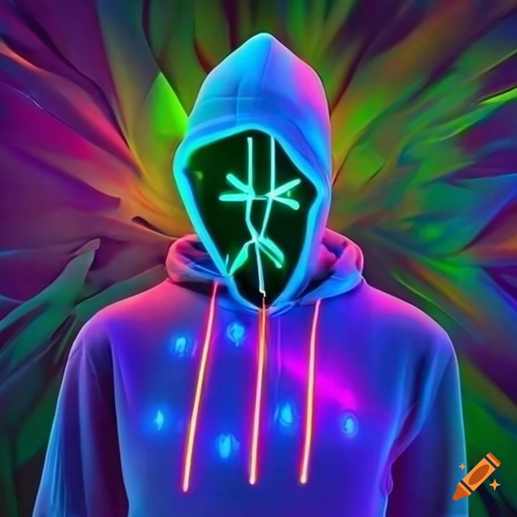 man wearing LED hoodie in neon style
