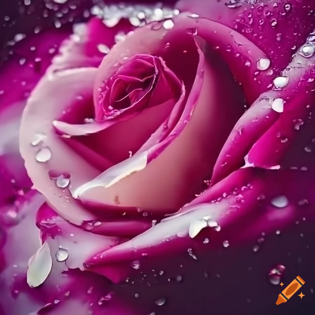 vibrant rose petals in the rain