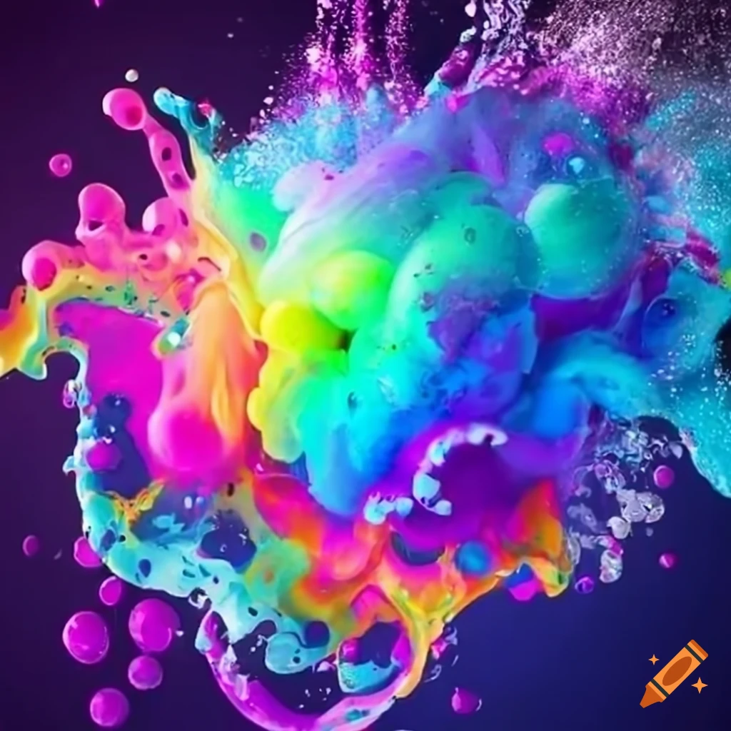 colorful splash with shimmering rainbow effect