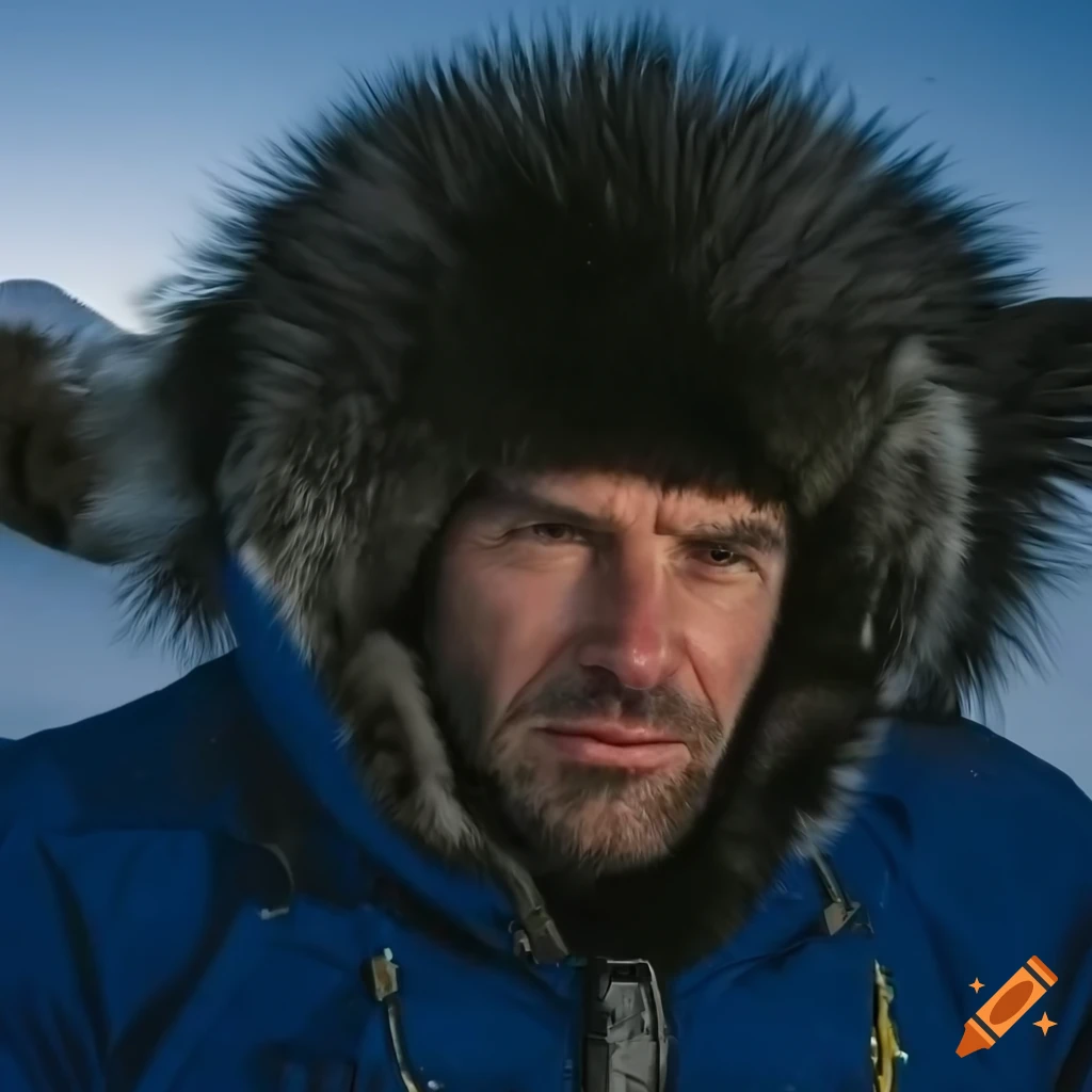 image of a man wearing a fur-lined arctic flight suit
