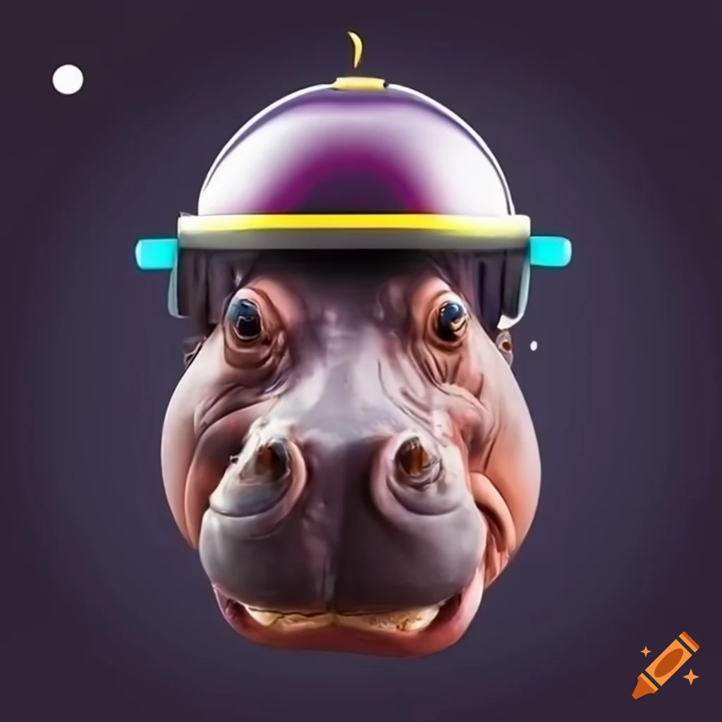 hippopotamus wearing a space helmet