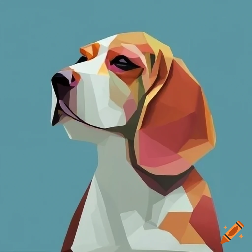 geometric painting of a colorful Beagle