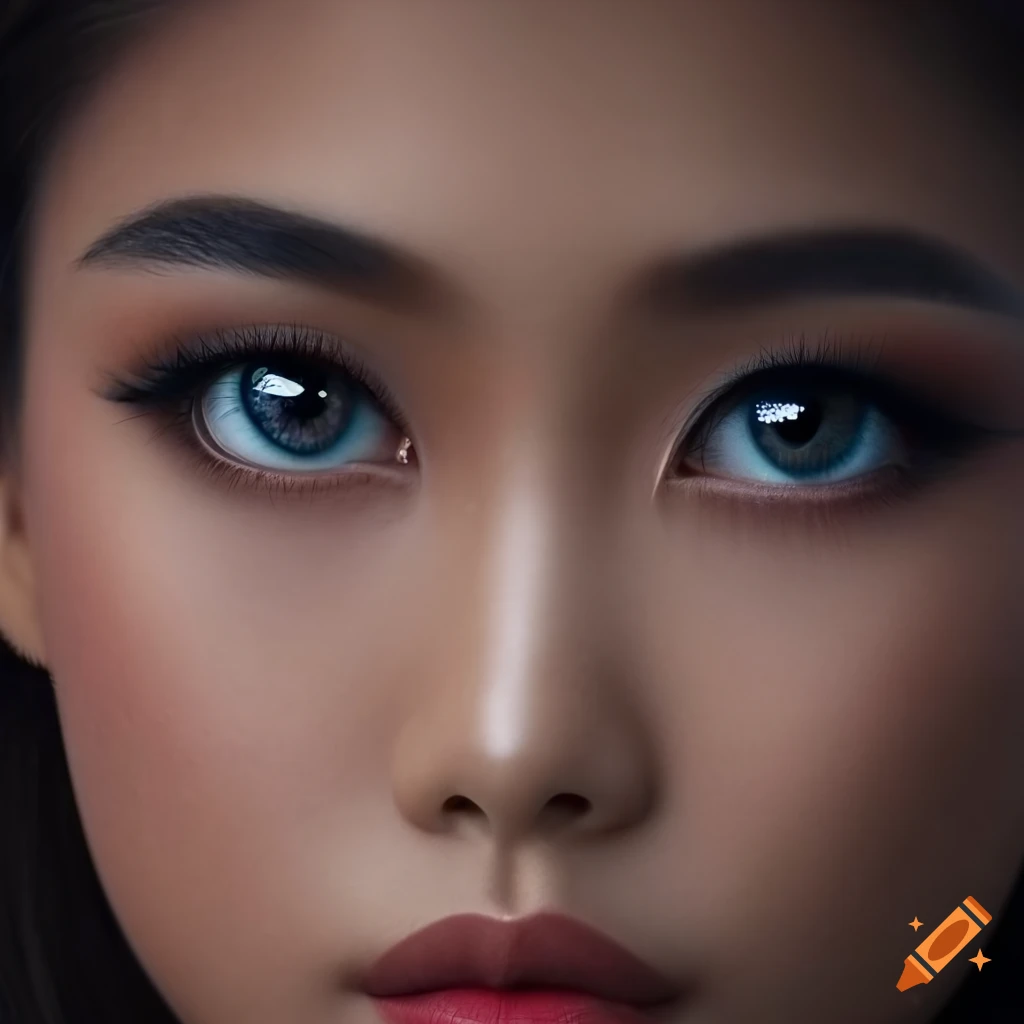 close-up of a Thai woman with beautiful eyes