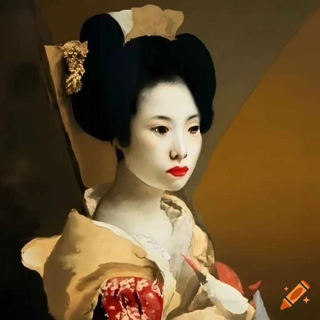 portrait of a geisha in a serene garden