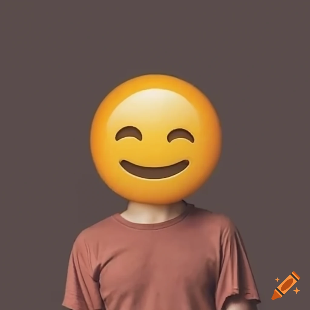 conceptual image of a man with a smiling emoji head