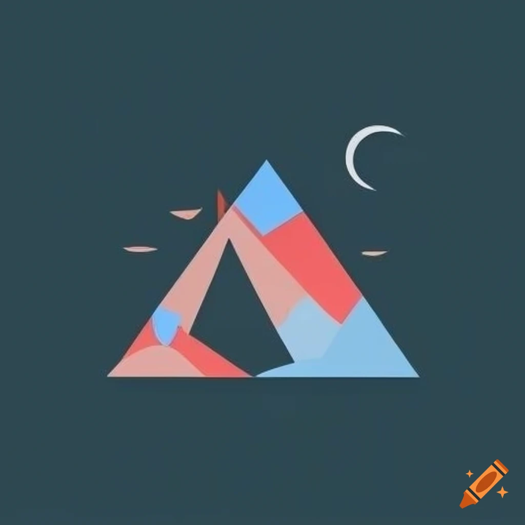 minimalist logo design with abstract shapes and mountains