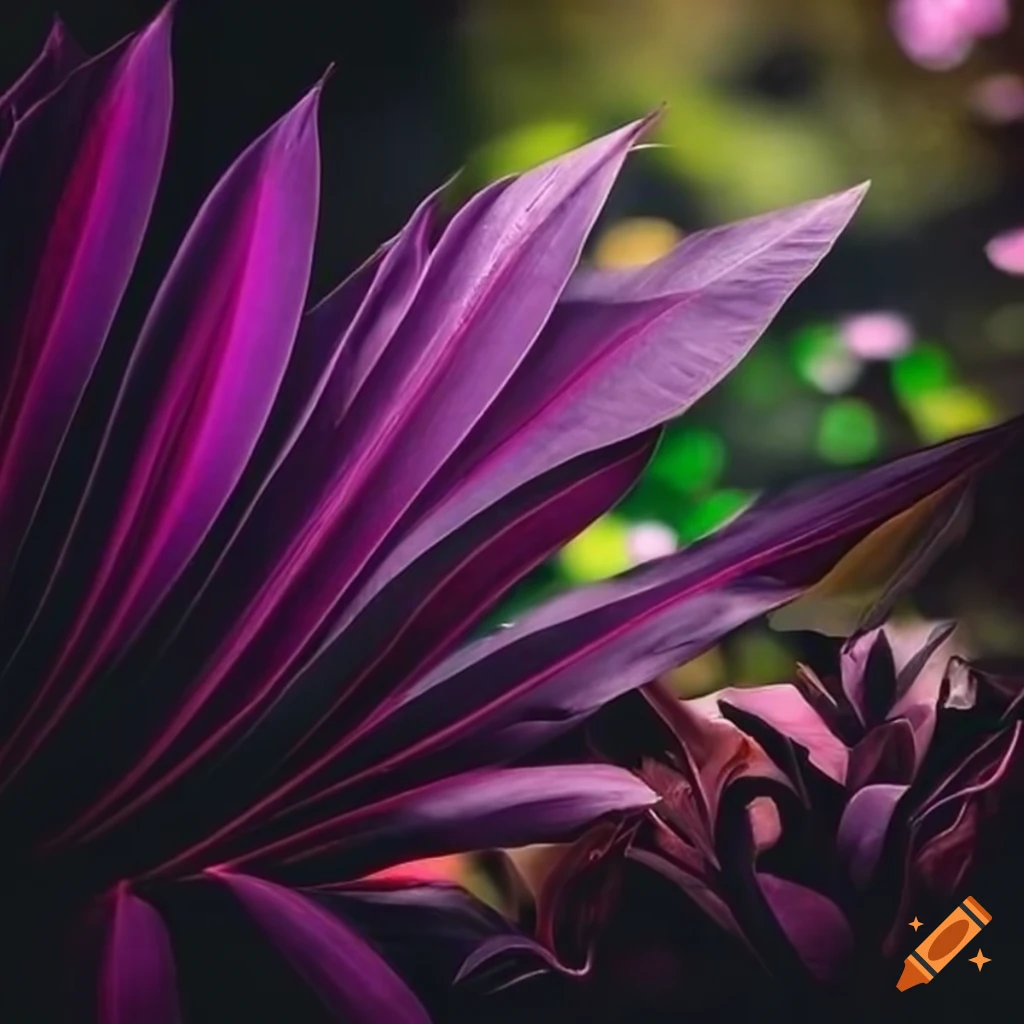 tropical landscape with purple leaves