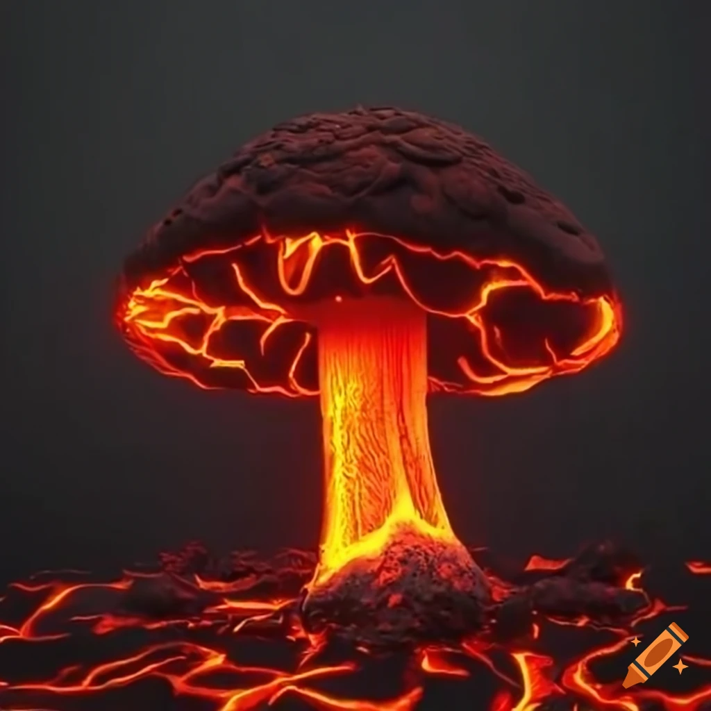 digital artwork of a lava mushroom