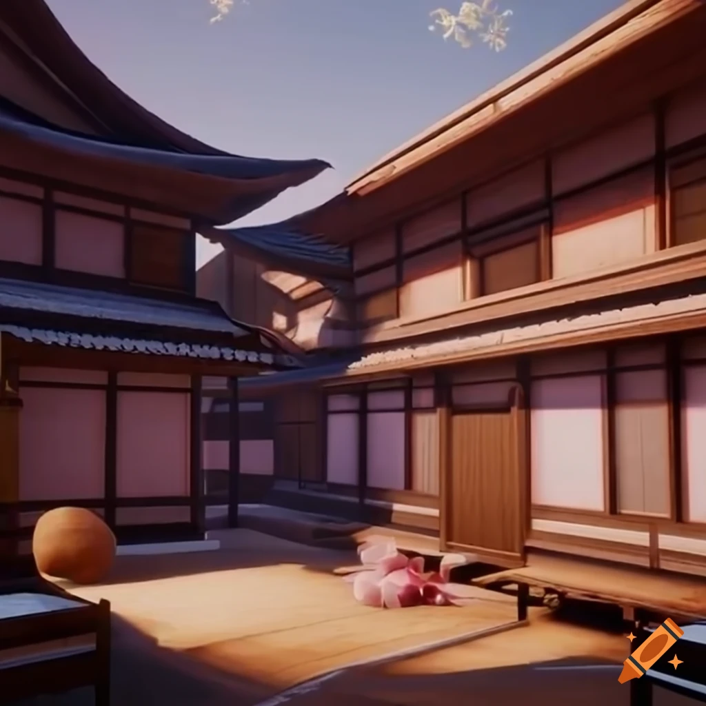 realistic rendering of a traditional Sakura house