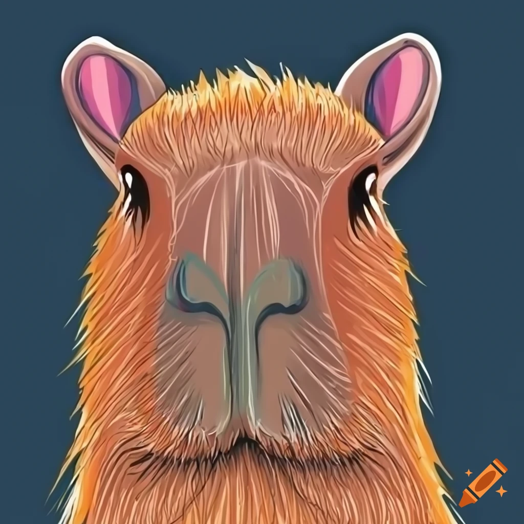 cute cartoon capybara with a mustache