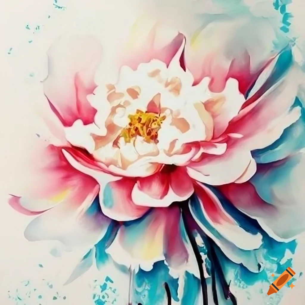 abstract white peony painting