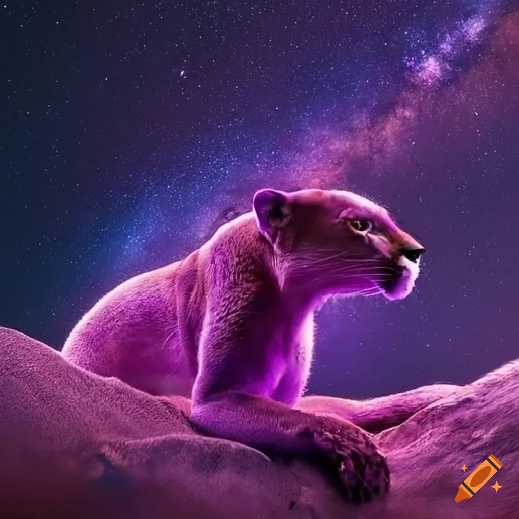 violet panther against the milkyway background