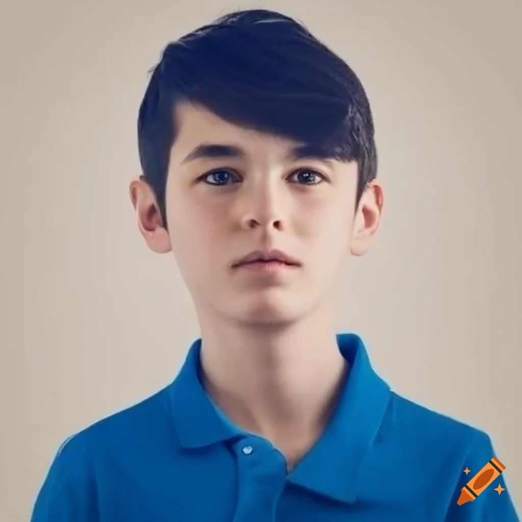 portrait of a kind boy in a blue polo shirt