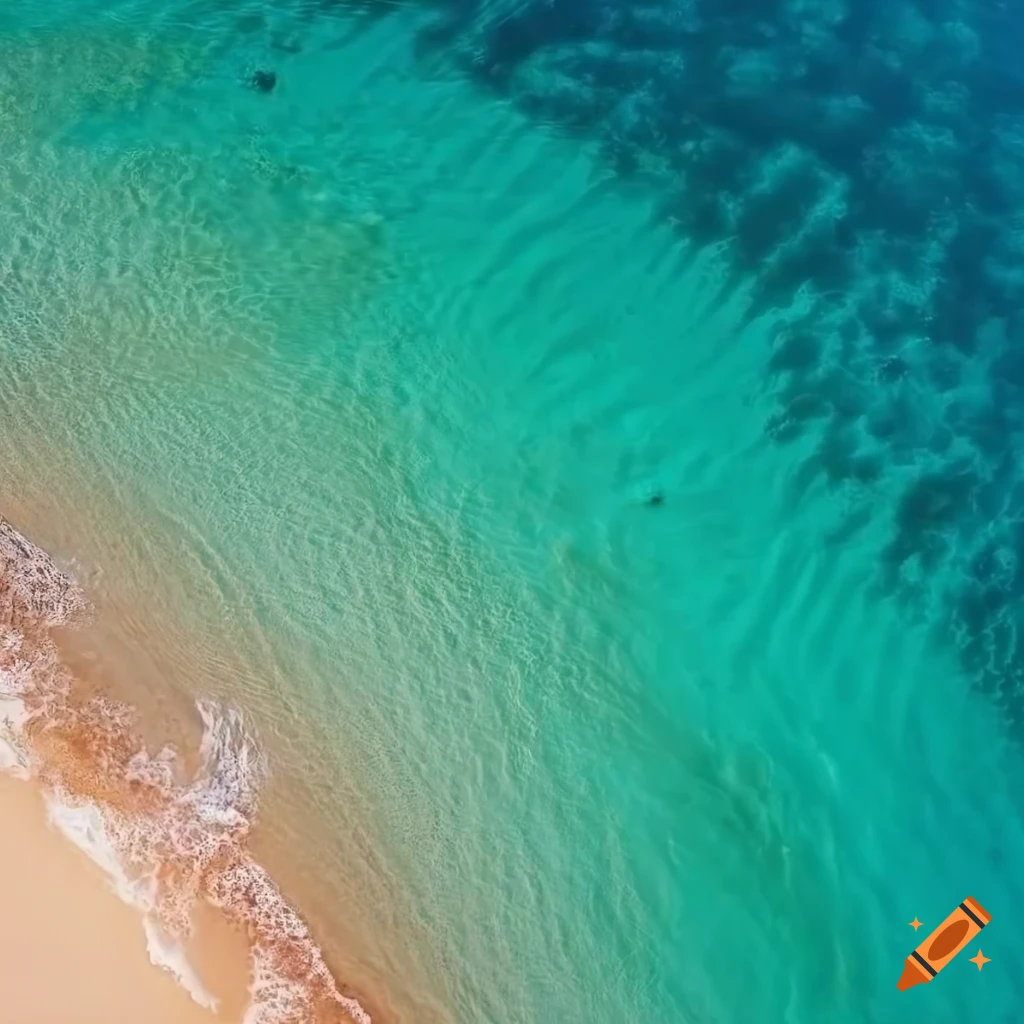 aerial view of a sun-kissed beach with turquoise blue sea