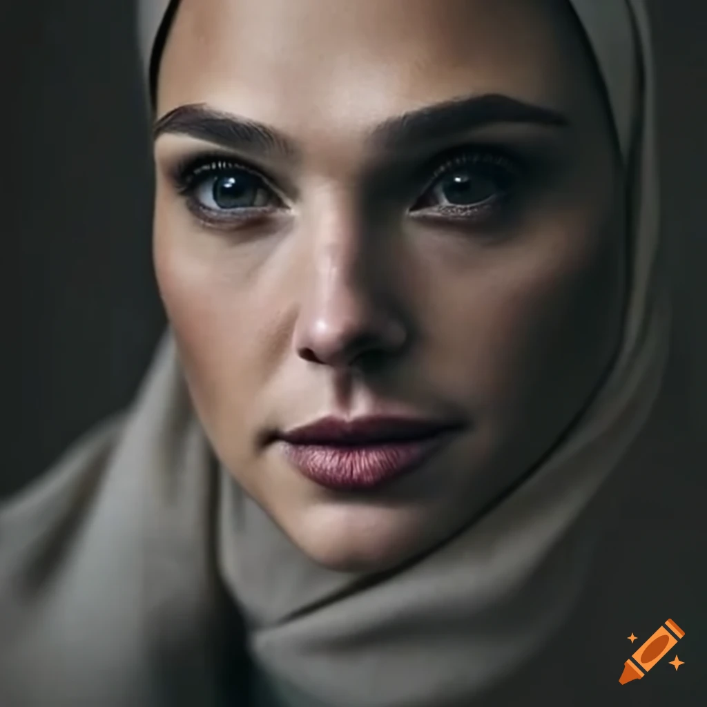 portrait of Gal Gadot wearing a hijab