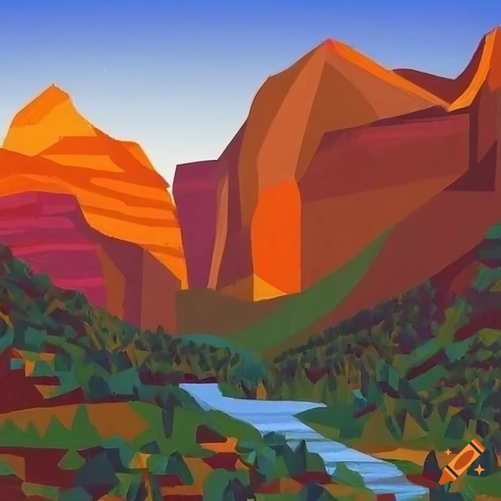 colorful geometric painting inspired by Zion National Park
