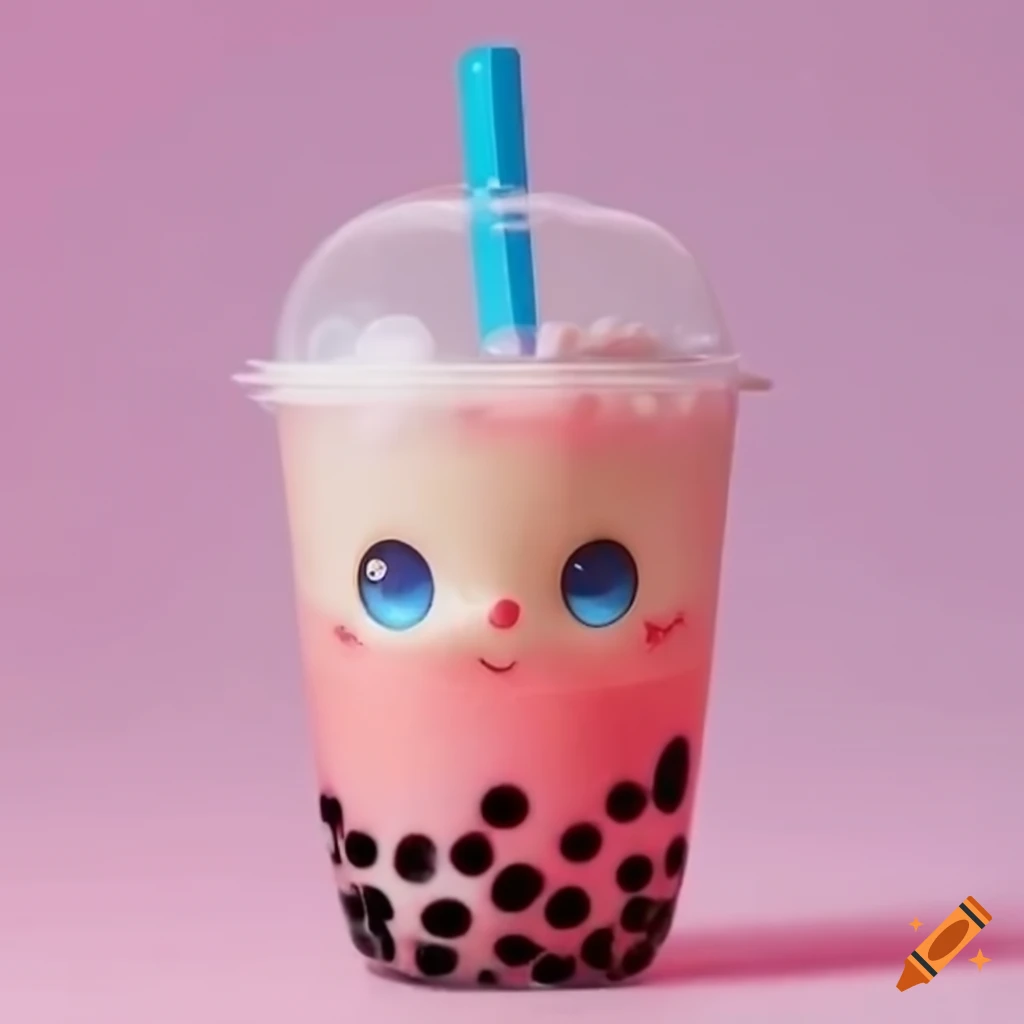 cute pop mart style bubble tea with pearls