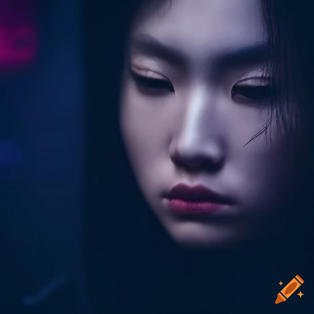 cyberpunk portrait of an Asian woman