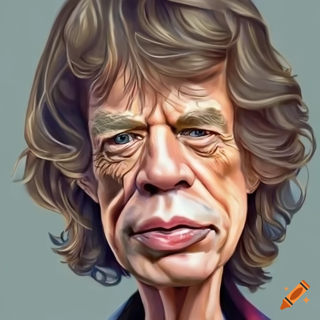 caricature of young Mick Jagger