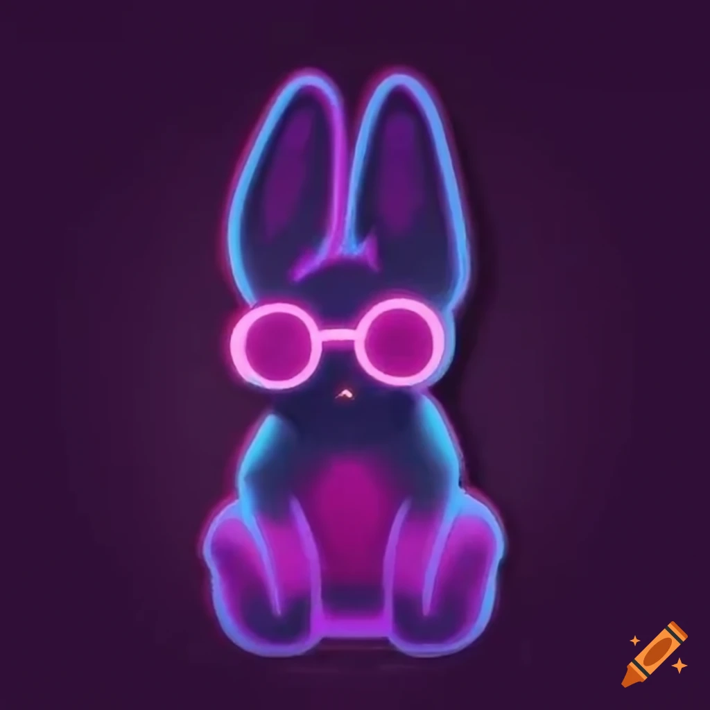 cute bunny in a synthwave style