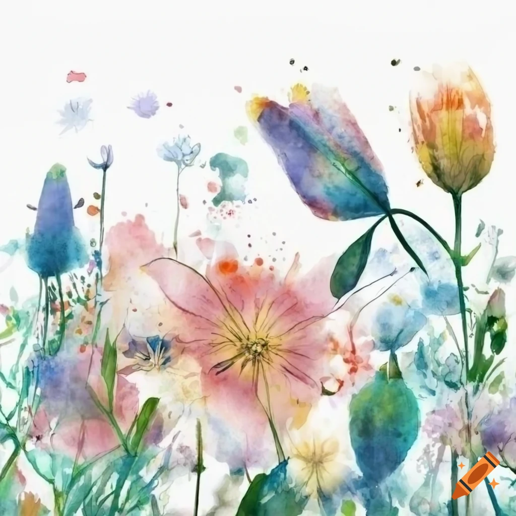 watercolor art of pressed field flowers