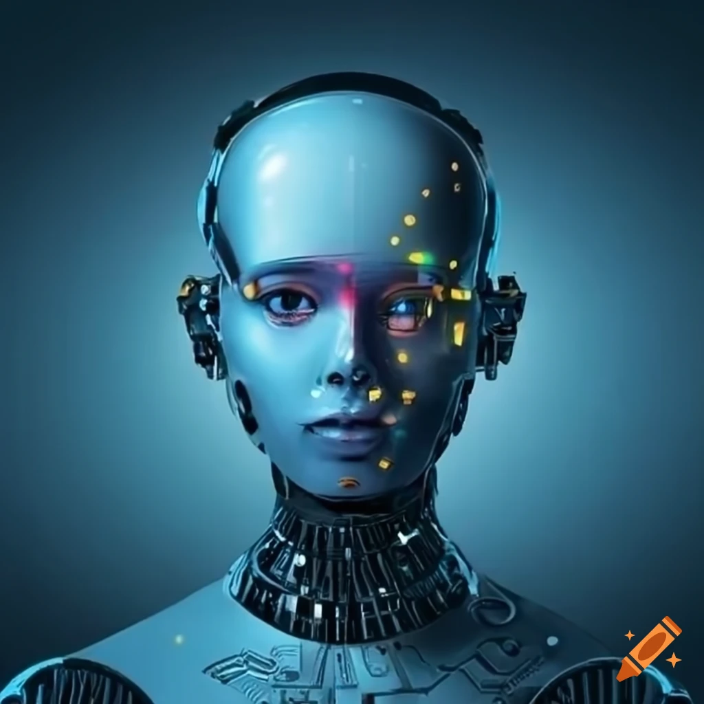futuristic robotic AI head