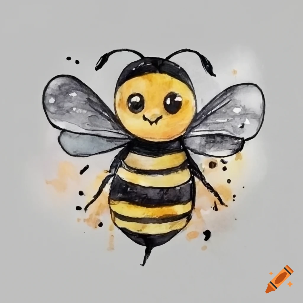 cute drawing of a happy bumble bee