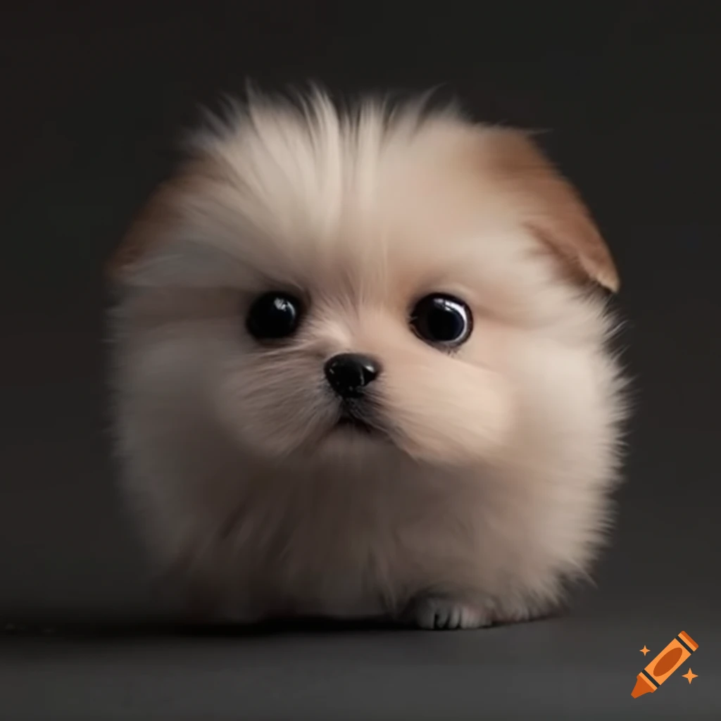 adorable fluffy puppy with saucer eyes