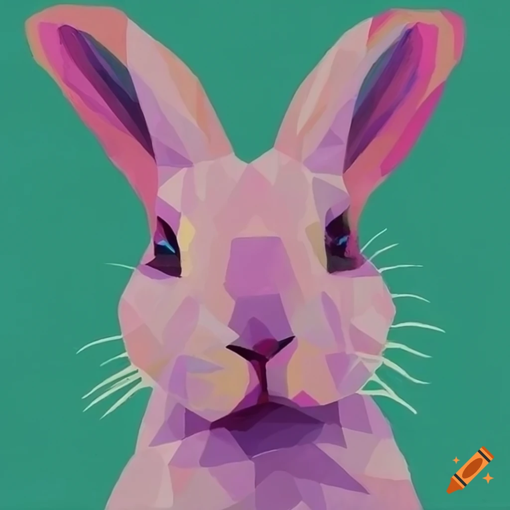 colorful rabbit painting with geometric shapes