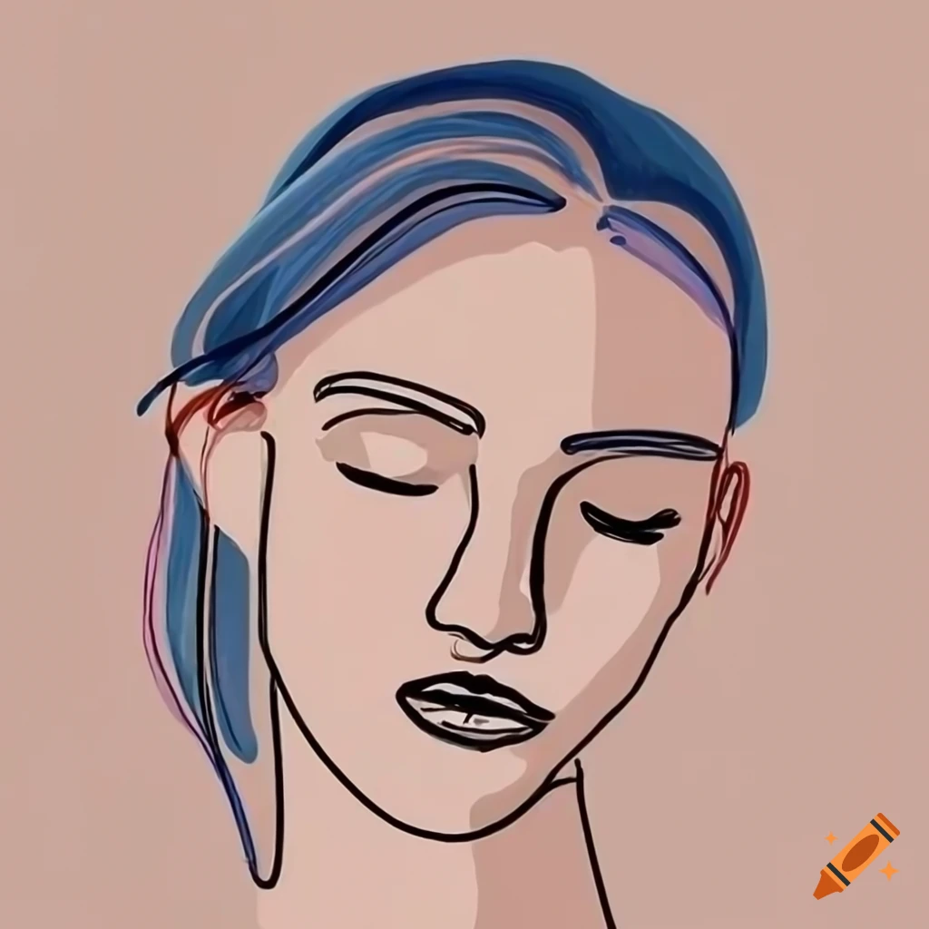 Minimalist, single line drawing, simple portrait