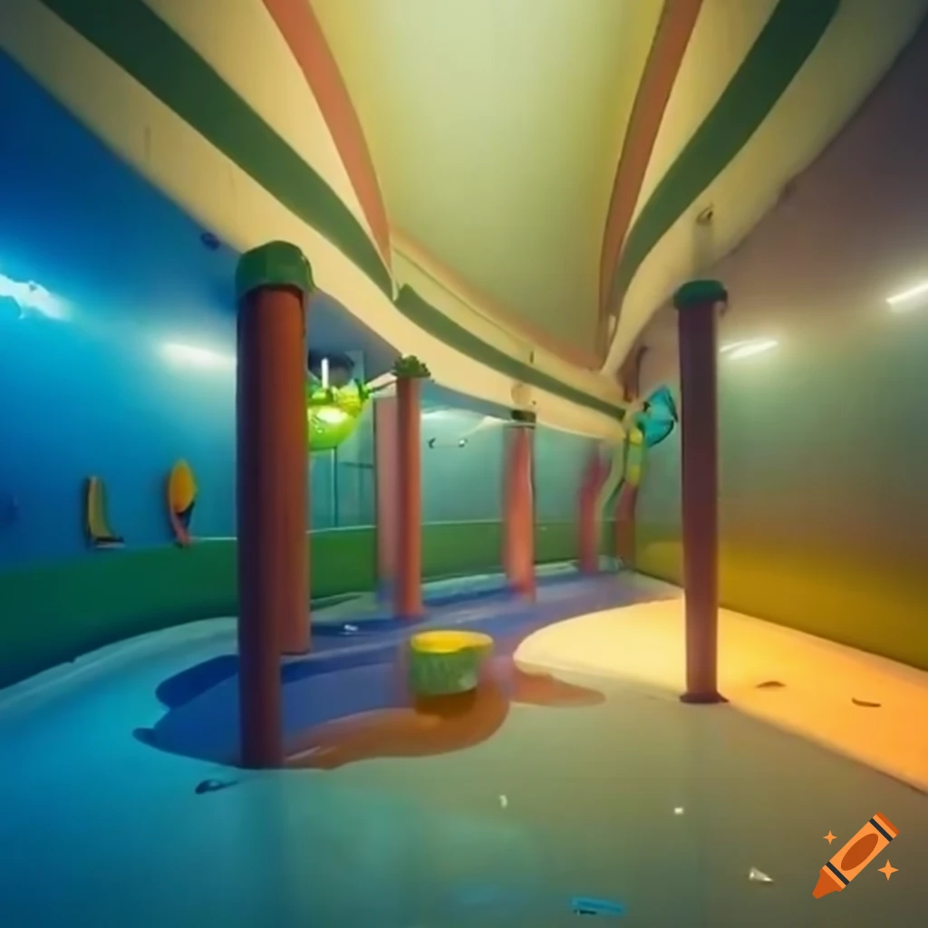 Liminal space waterpark indoor on Craiyon