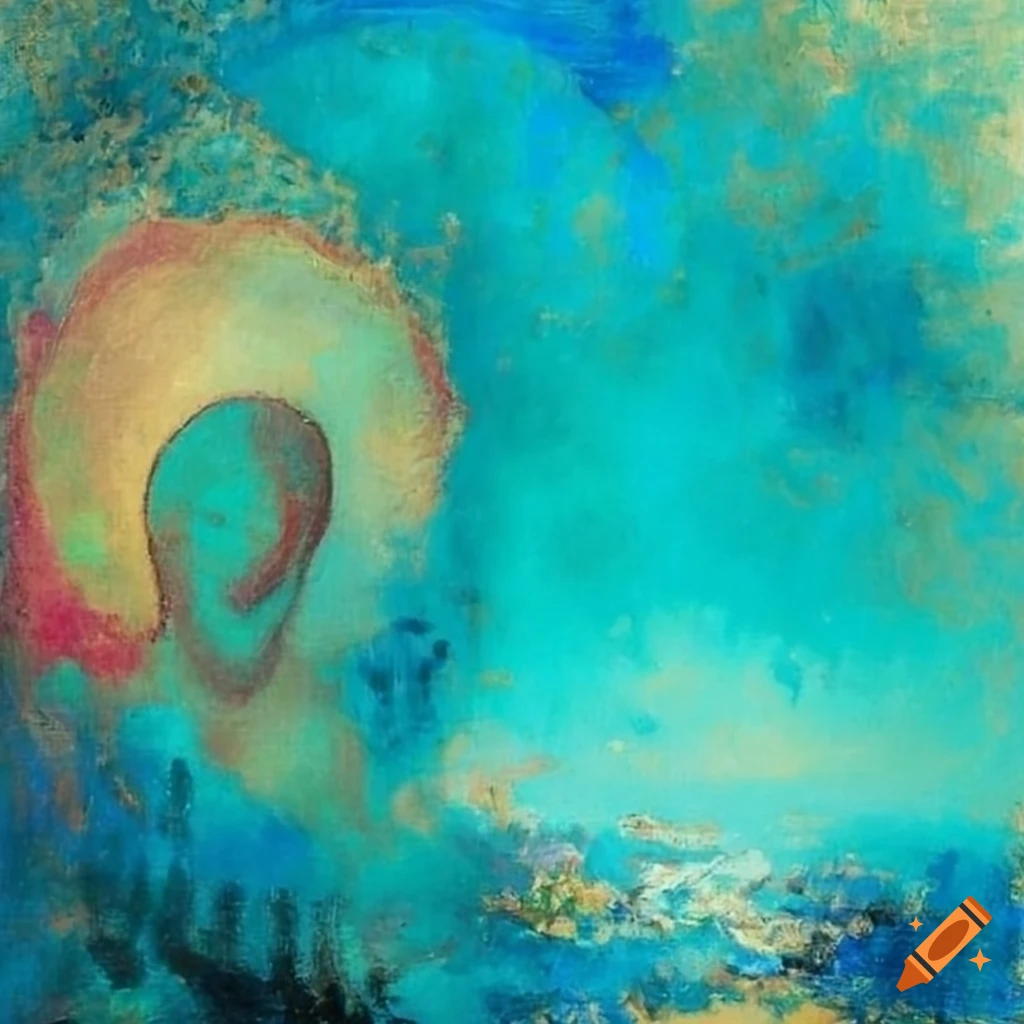 Turquoise painting in the style of odilon redon on Craiyon