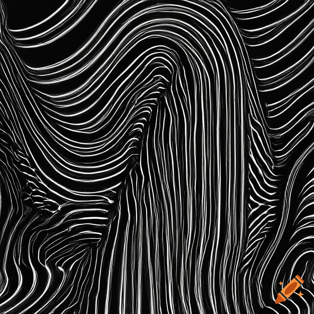 abstract black and white line art composition