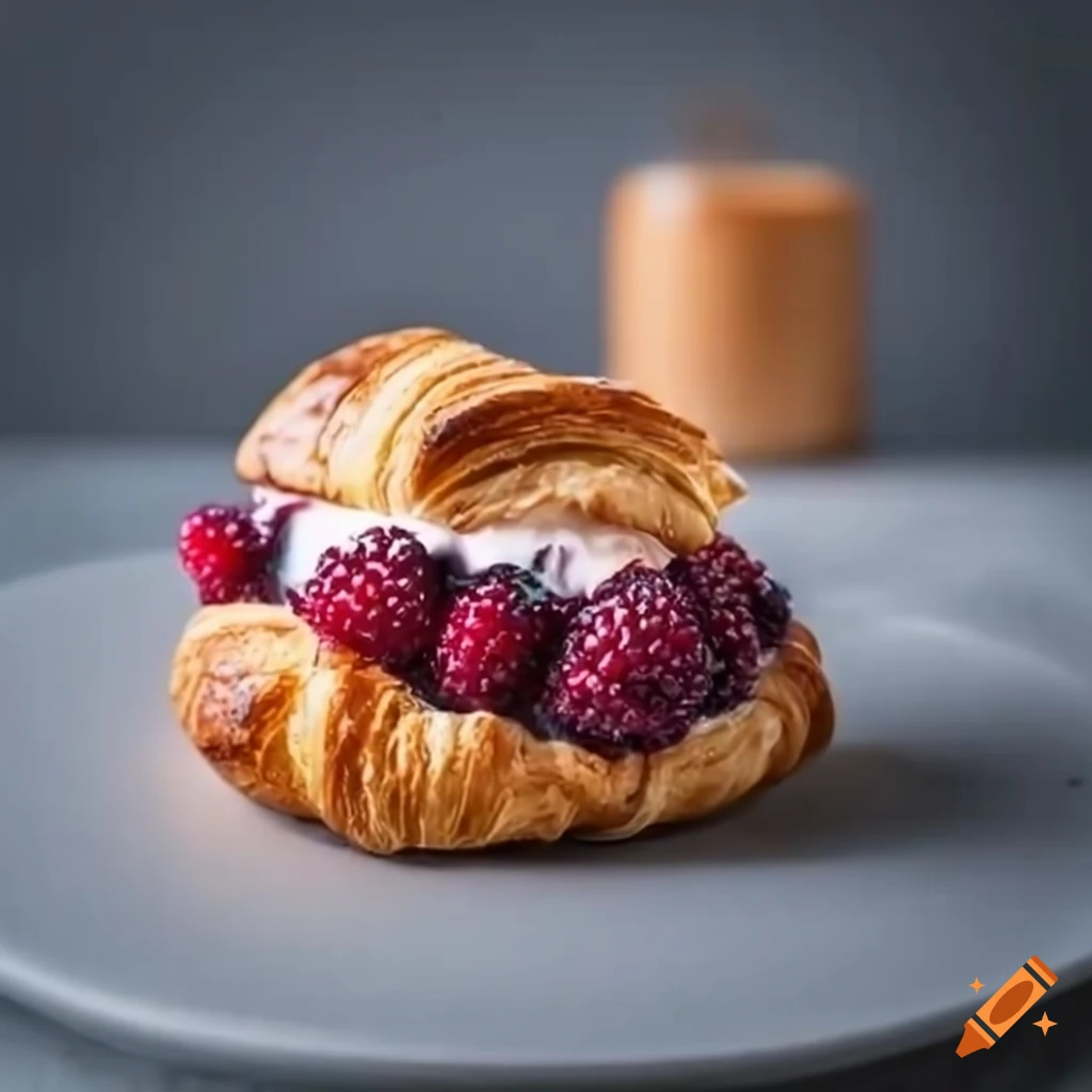 croissant filled with blackberries and cream