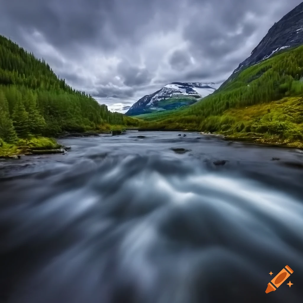 Norwegian rivers and scenic nature view