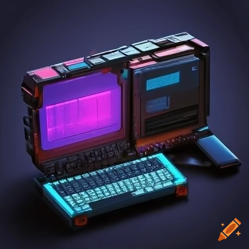 A cyberpunk portable computer on Craiyon