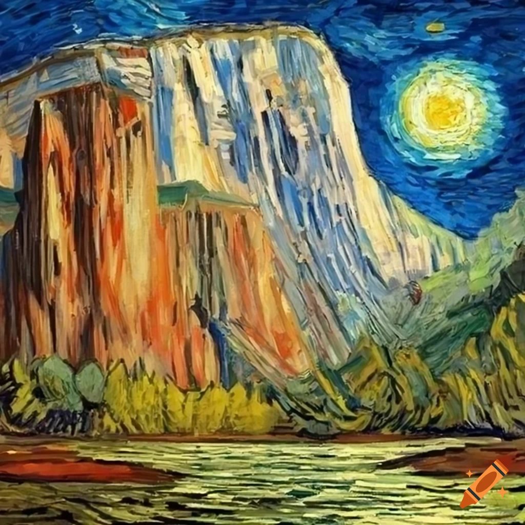 El Capitan depicted in Van Gogh style