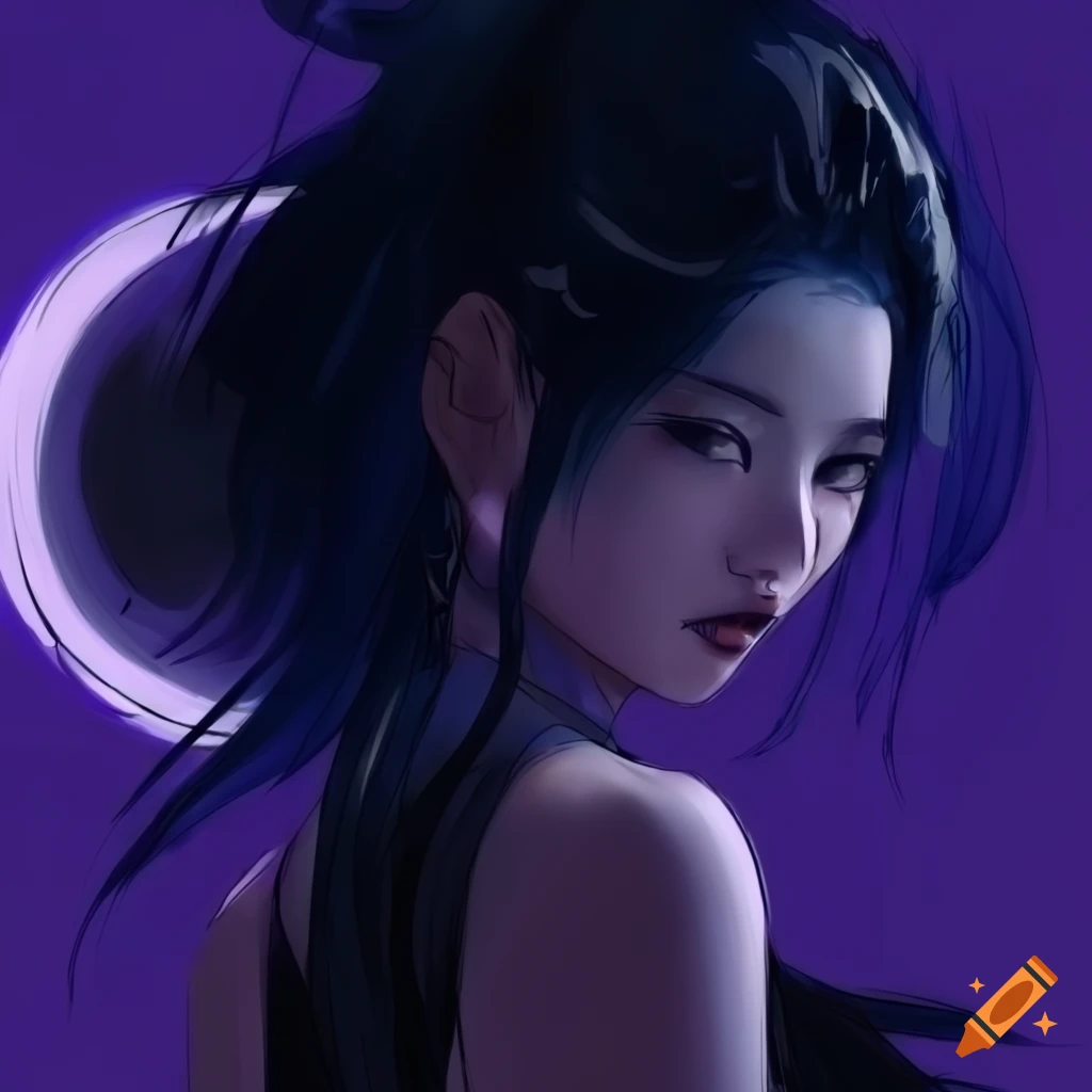 Manga style futuristic asian women, merging with stars. deep shadows