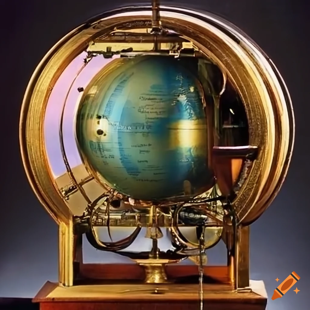 Blaise pascal's calculating machines. a glass globe. a seismograph. a  manometer. a laser on Craiyon