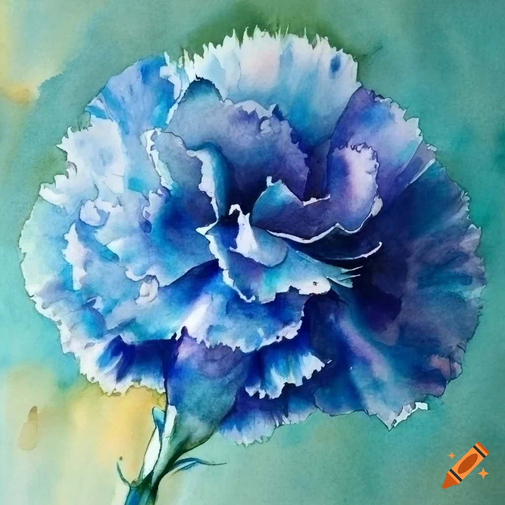 blue Carnation watercolor painting