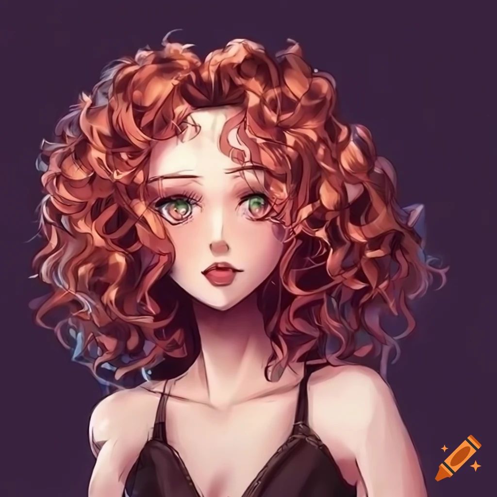 Girl with white short curly hair, brown ...