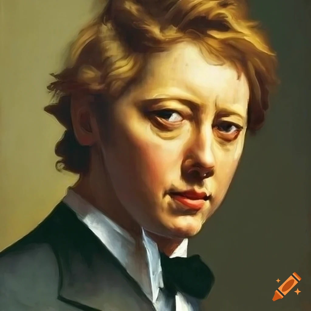 youthful portrait in the style of Rogier van der Weyden, Edward Hopper, and Rembrandt