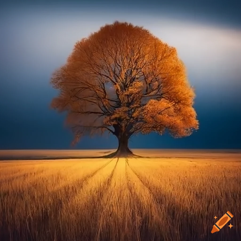 tree standing alone in a field
